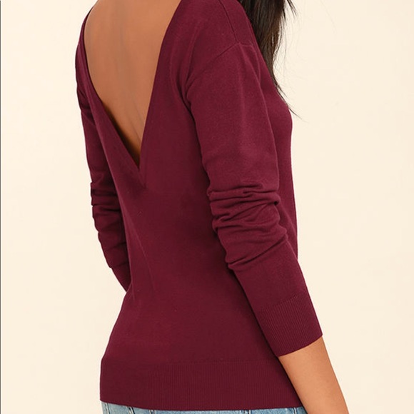 Lulus Sweaters - ⭐️3/$50 NWOT Lulus Me Too Wine Red Backless Sweater Low back sexy! $42 XS